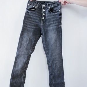 High Waisted Distressed Gray Skinny Jeans